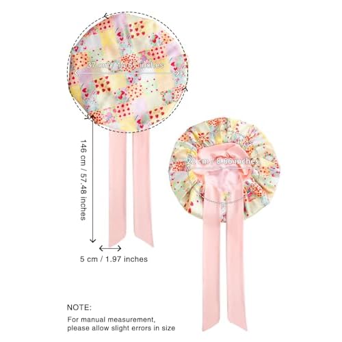 Double Layer Silk Bonnet with Tie Satin Lined Sleep Cap Hair Cover for Women's Curly Natural Hair