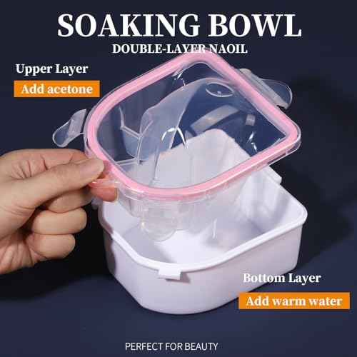 Teenitor Nail Soaking Bowl, Soak Off Gel Polish Dip Powder Remover, Manicure Bowl for Hand, Cuticle Remover Tools, Nail Brush Cuticle Pusher,Cuticle Oil Cuticle Peeler,Nail File Buffer Milk and Honey