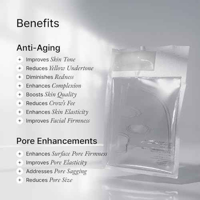 House of B Glow Glutathione 2-Step Face Film Set for Wrinkle Reduction & Skin Tone Enhancement, Shine Your Light with 12 Counts Korean Mask