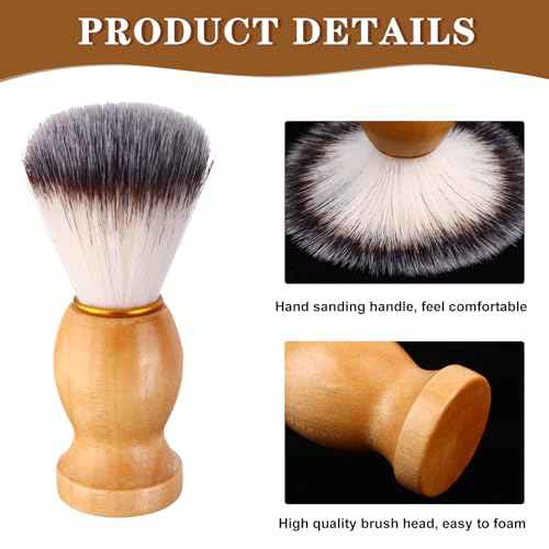 7Pcs Men Shaving Brush Wood Handle, Professional Salon Tools Hand Crafted Shaving Brush Wood Handle Shave Brushes Handmade Nylon Hair Brush for Men