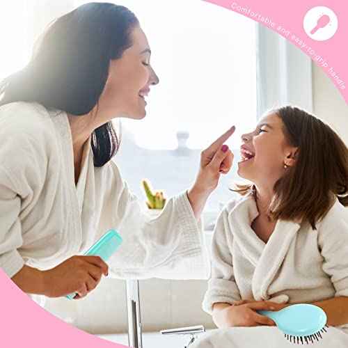 Nuogo 24 Pcs Mini Wet Hair Brush Combs Set Travel Detangling Soft Bristles Wet Dry Kids Hair Brush 12 Detangler Small Brushes 12 Plastic Combs for Baby(Bright Color)