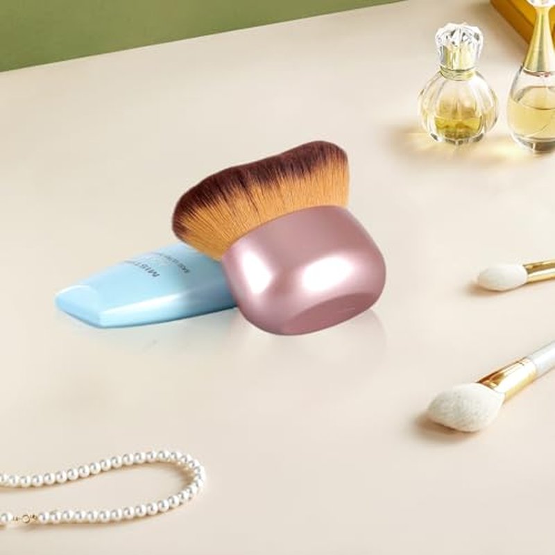 Extra Large Body Makeup Brush Kabuki Brush for Foundation & Bronzer, 75 mm Wide-headed Kabuki Brush Provides More Even&Pretty Application, Sunscreen Face&Back Makeup Brush, Wet & Dry Use (Black)