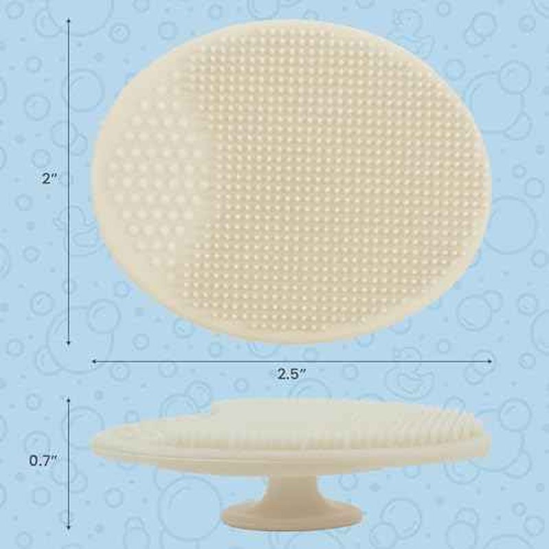 S&T INC. Exfoliating and Massaging Cradle Cap Bath Brushes for Baby, Silicone - 2 Inch x 2.5 Inch, Sage Green & Cream, 2 Pack