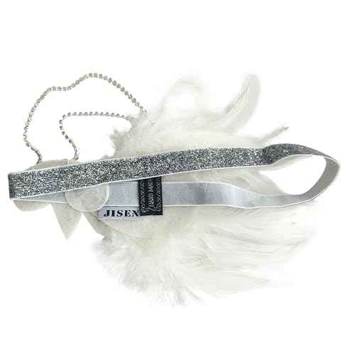 JISEN 1920s Flapper Vintage Peacock Feather Gatsby Beaded Tassel Headpiece