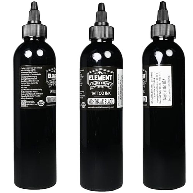 Element Tattoo Supply Black and White Tattoo Ink Set 8oz Professional Set for Human Skin Tattooing Mixing Outlining Highlight