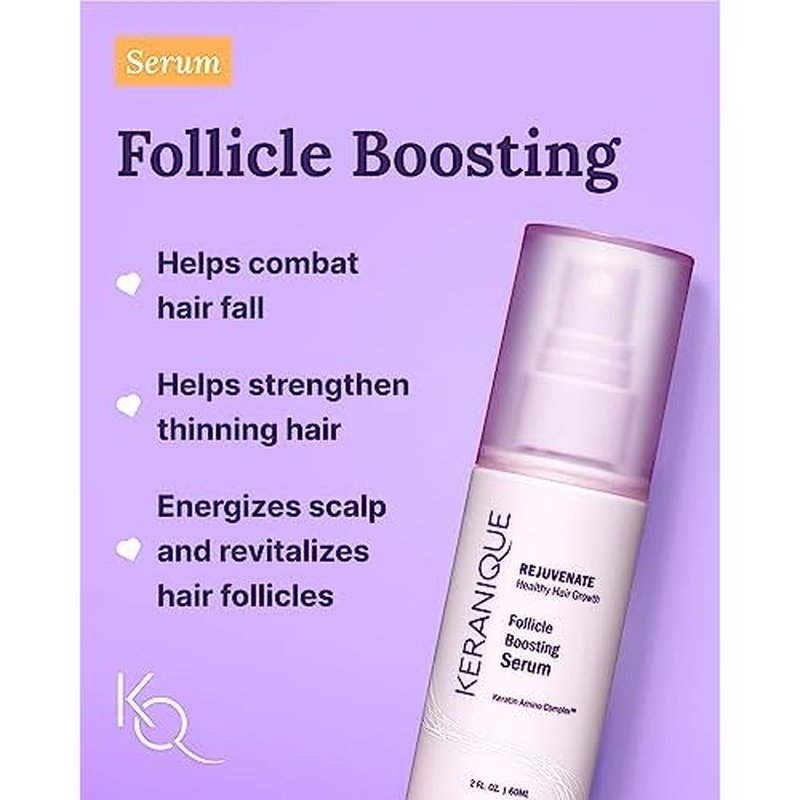 Keranique Hair Products Set for Thinning Hair - Volumizing Shampoo, Conditioner, Follicle Booster Serum, Spray for Fine Texture Boost, and Keratin Repair for Women