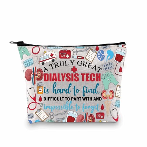 BDPWSS Dialysis Nurse Gift Dialysis Technician Gift A Truly Great Dialysis Tech Is Hard To Find Nephrology Tech Makeup Bag (Truly dialysis tech bag)