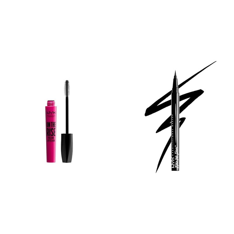 NYX On The Rise Volume Liftscara & Epic Ink Waterproof Eyeliner Bundle - Black Vegan Formula