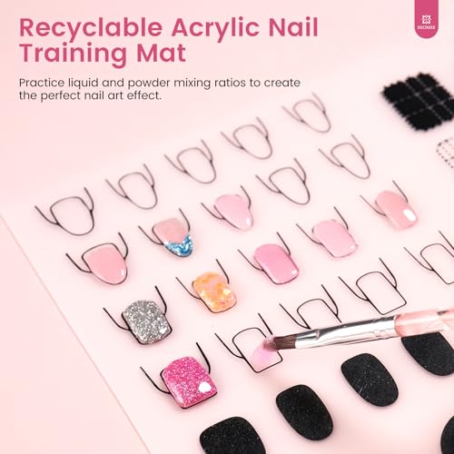 Practice Hand for Acrylic Nails Kit: Silicone Hand for Nail Practice with Nail Kit for Beginners - Bendable Training Fake Hand Manicure Acrylic Powder Set for Salon Home