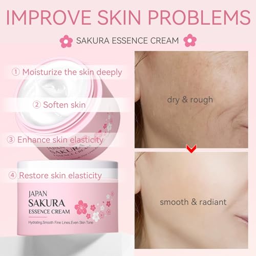 Skincare Set Sakura Teen Girls Gifts - Skin Care Set - Skincare for Teens 10-12 Hydrating - Travel Size Facial Kit for Women with Cleanser,Serum,Cream,Bunny Headband,Cleansing Brush£¨5pcs£©