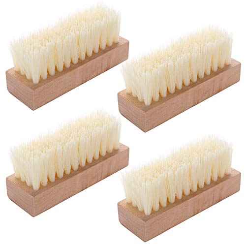 4-Packs Wooden Nail Brush Sturdy, Non-Slip Fingernail Hand Scrub Brush Nail Cleaning Brush for Nails and Toes