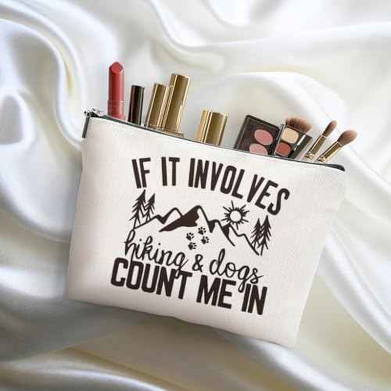 Hiking Gifts Camping Gifts Forest Funny Makeup Bag Cosmetic Bag Zipper Pouch Christmas Thanksgiving Birthday Travel Gifts Dog Mom Gifts for Travelers Women Bestie Friend Nature Lover Sister