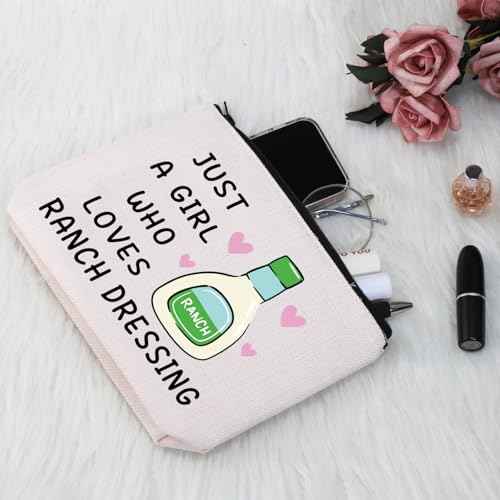 G2TUP Funny Ranch Dressing Gift Who Loves Ranch Dressing Makeup Bag Salad Saucey Lover Cosmetic Bag Funny Foodie Gift (Ranch Dressing MB)