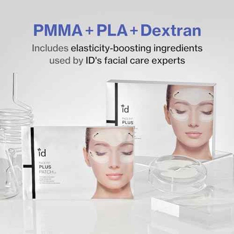 Face Fit Plus Patch V2 (4 ea.) ? Korean 3D Water-Soluble Hydrogel Face Patches with Peptides, Collagen Hyaluronic Acid for Hydrated, Smoother, Lifted-Looking for Forehead, Under-Eye