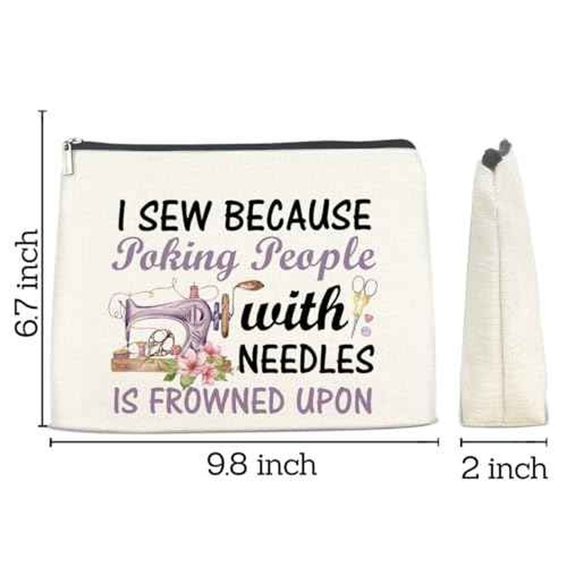 Sewing Gifts Makeup Bag, Hostess Gift for Women Mom Grandma Birthday Christmas, Quilting Gifts for Quilters Sewing Lovers Cosmetic Bag with Zipper Travel Toiletry Makeup Pouch for Purse