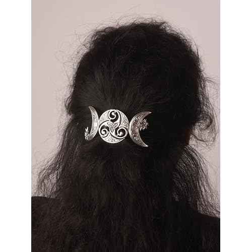 HAQUIL Triple Moon Celtic Knot Hair Clip Vintage Hollow Moon Hair Clip Barrette Jewelry for Women