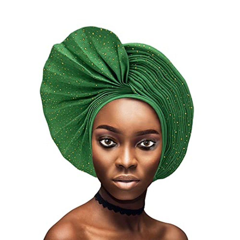 Nigerian Beads&Stones Women Turban Head Wrap African Gele Headties Femme Headgear Sewing Fashion Head Tie for Party