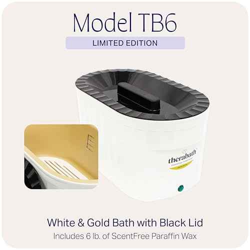 Therabath Professional Thermotherapy TB6 Paraffin Wax Bath - Limited Edition White & Gold Bath - Helps Relieve Arthritis & Muscle Stiffness - for Hands, Feet, & Body - Made in USA - 6 lb. ScentFree