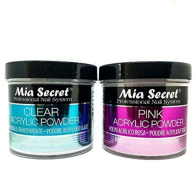 MIA SECRET Acrylic Powder Set - Clear & Pink 8 oz | Professional Nail Art Supplies