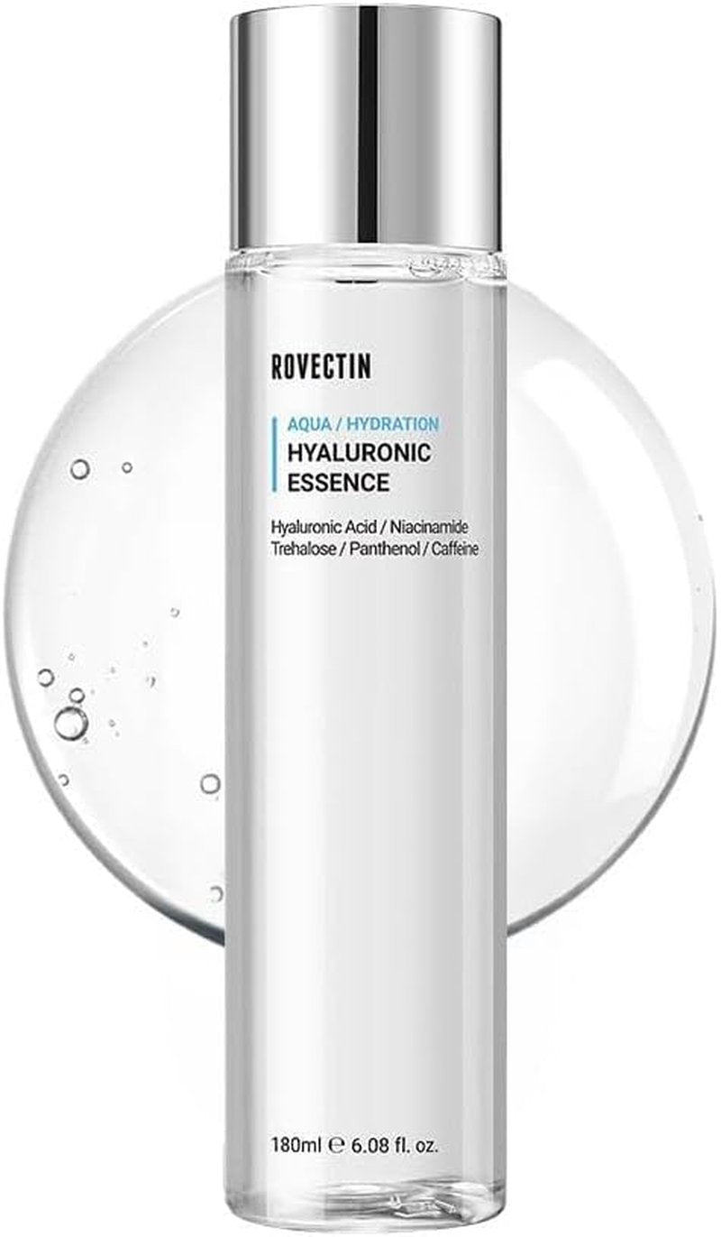 ROVECTIN Aqua Hyaluronic Essence - Deep Hydration Toner for Sensitive Skin | 100% Vegan & Cruelty-Free | 6.08 fl oz (180ml)