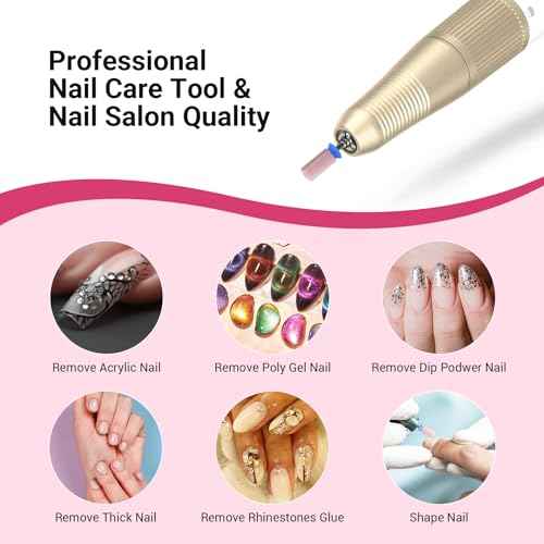 MelodySusie Ceramic Nail Drill Bits, 3/32'' Chamfer Flat Top Large Barrel Bits, Fast Remove Acrylic or Hard Gel, Nail Tool for Manicure Pedicure, Salon Home, Professional or Beginner, Pink, Medium