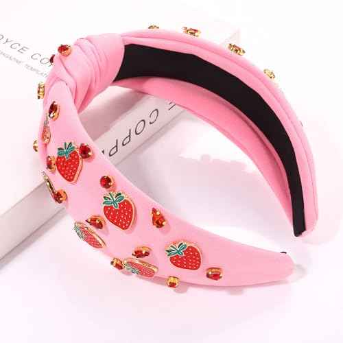 Strawberry Headband for Women, Fruit A-Pink, Hair Accessory for Summer, Beach Vacation, Wedding, Party, One Size, 1 Count