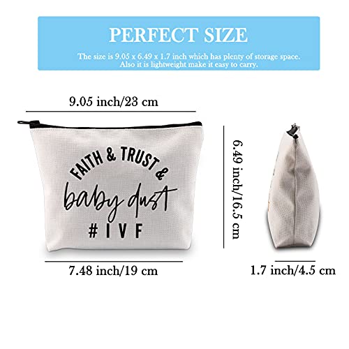 GJTIM IVF Warrior Makeup Bag Faith Trust and Baby Dust IVF IUI Transfer Day Gift Inspirational Infertility Gift (Faith Trust Baby Dust Bag)