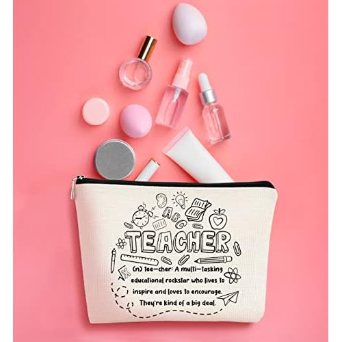 Teacher Survival Kit Bag - Makeup Bag for Women, Small Cosmetic Bag for Teacher Appreciation, Graduation & Birthday Gifts