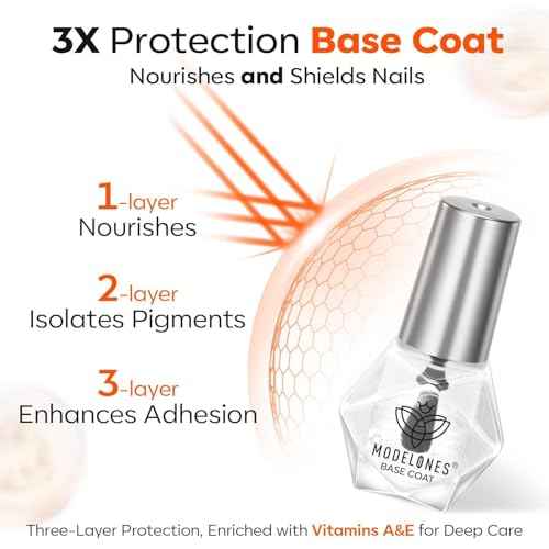 modelones 2 Pcs No Wipe Top Coat and Base Coat Nail Polish Set, Clear Quick Dry Nail Polish High Shine Long Lasting Glossy Regular Nail Lacquer Air Dry Fast Base Top Coat Gifts for Women Nail Art 5 ML