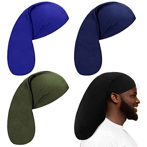 Tatuo 4 Pieces Unisex Jumbo Dreadlock Cap Long Dreads Hair Head Wrap Sleeping Cap Hair Accessories Sleep Bonnet for Men Women