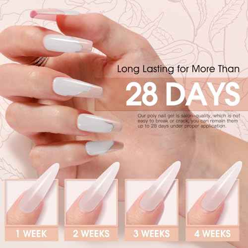 ROSALIND Poly Nail Gel Set, 8 Colors 10g Mini Poly Extension Gel Nail Set, Neon Yellow All Seasons Poly Nail Gel Kit Builder Neon Gel Fall Colors Halloween Poly Holiday Nail Art Design Gift