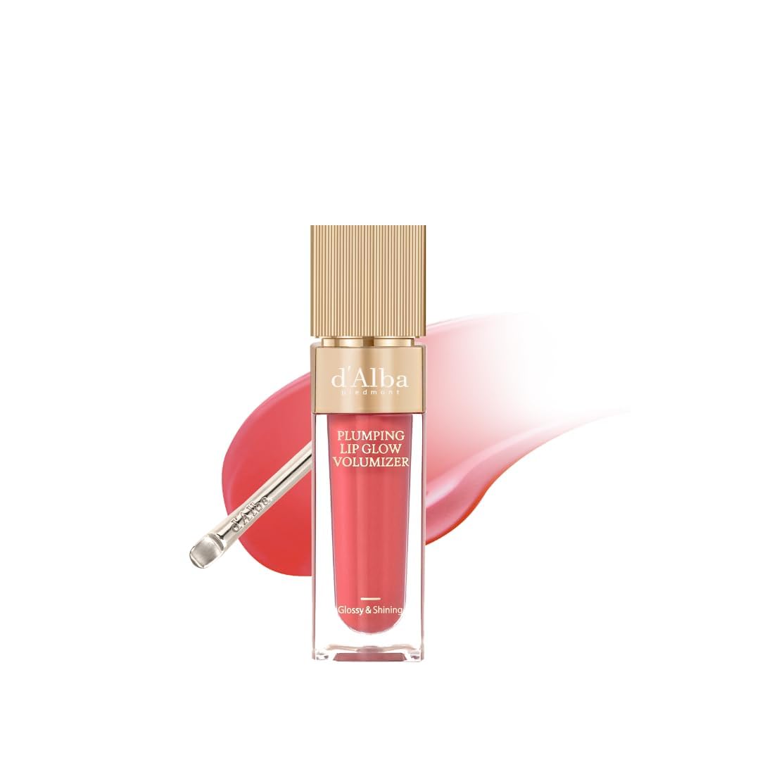 d'alba Piedmont Lip Glow Mood Volumizer, Hydrating Lip Gloss with Vegan Ceramide & Vitamin C & E, Fuller Lips, Volumizing Lip Gloss, Glowy Finish, Posh Rose (4 Colors) (0.17 fl oz.)