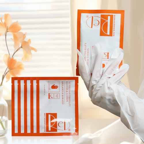 NOVAL RED NAIL DESIGN Hand Masks Moisturizing Gloves with Collagen & Keratin for Nail Spa Salon (5 Pairs