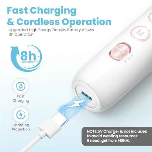 Nail Drill Electric File: HSKAI¢ç 10000RPM Powerful Nail Drill with LCD Display, Cordless Thick Nail Grind Filer for Acrylic Gel Natural Nails Toenails, Manicure & Pedicure Multi-Tool for Home Salon