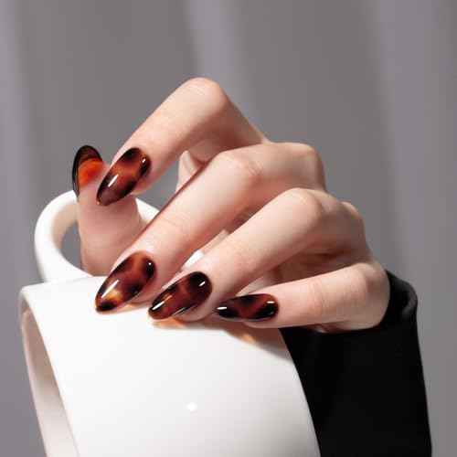 MAYCHAO 15ML Jelly Sheer Tortoise Gel Nail Polish 1Pc Transparent Hot Cocoa Amber Gel Polish Soak Off UV LED Translucent Nail Polish Nail Art Starter Manicure Salon DIY at Home, 0.5 OZ