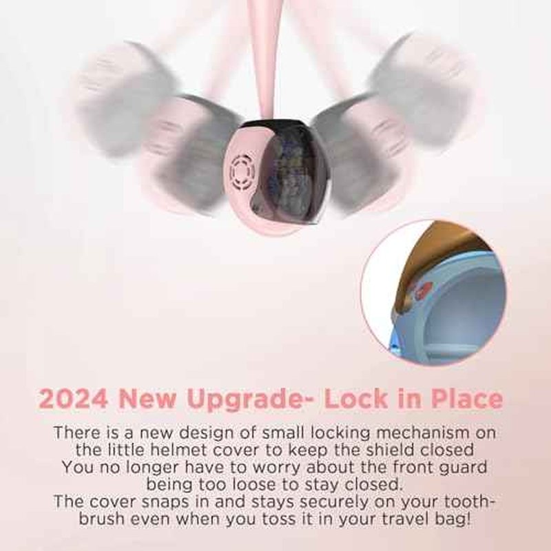 Helmet Toothbrush Covers Caps, Toothbrush Head Protector for Household Travel, Fits Most Manual and Electric Toothbrushes, 4 Count (Blue, White, Pink, Rose Pink)