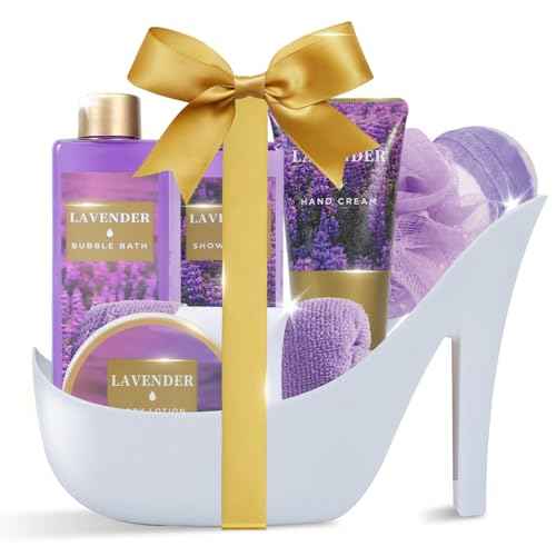 Gifts For Women, Spa Gift Basket for Women? 9 Piece Set of Lavendar Home Spa Set, Bath Gift Set, with Shower Gel, Shea Butter and Body Lotion, Anniversary Christmas Basket Gifts for Mom, Wife