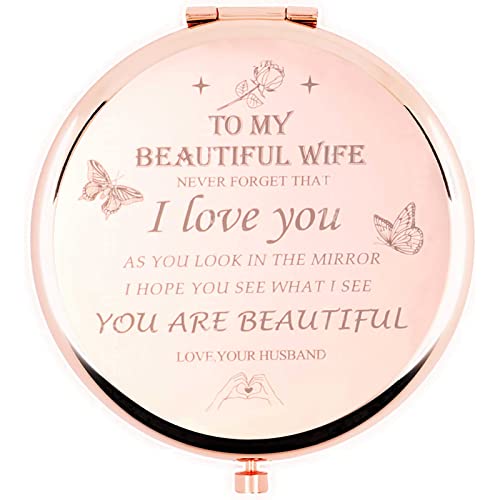 Gifts for Wife from Husband- I Love You Wife Gifts Compact Mirror- Romantic Gifts for Wife Anniversary - Wife Birthday Gifts from Husband for Mothers Day, Wedding, Valentines or Christmas