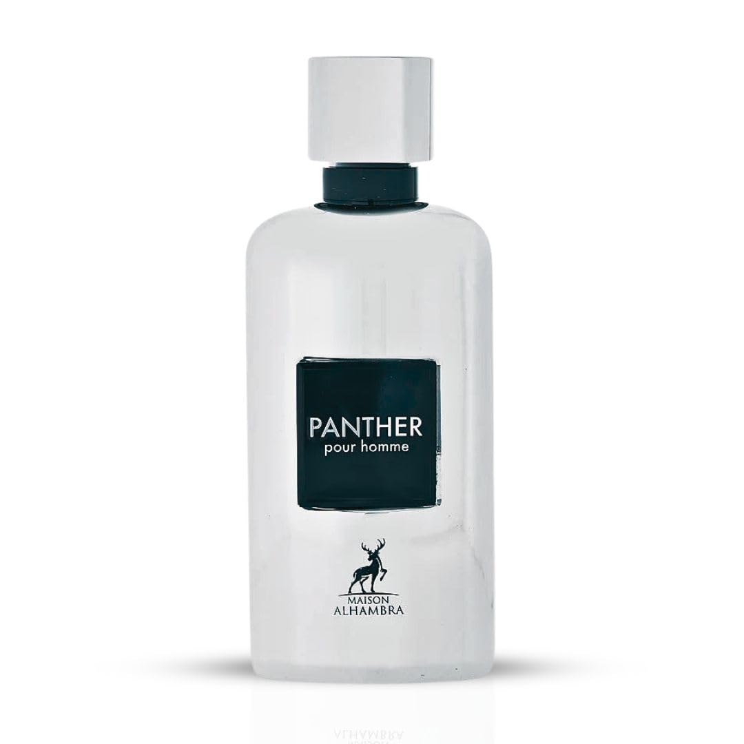 Maison Alhambra Panther Pour Homme Eau De Parfum Spray 100ML (3.4 OZ) Long Lasting Arabian Perfume For Men - Premium Perfume Men Fresh, Citrusy & Spicy Fragrance with Vanilla, Vetiver & Lavender Notes