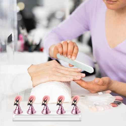 Etercycle Nail Stand Acrylic Nail Art Display Stand Practice Nail Holder for Painting Nails Magnetic Practice Stands with Double-sided Tape For DIY Salon Supplies (Pink)
