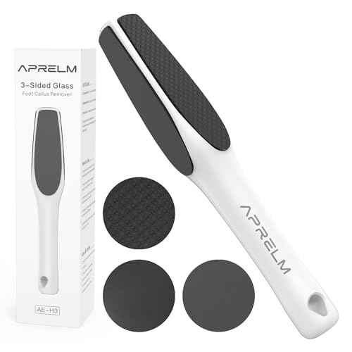 AprElm-H3 Professional 3-Sided Glass Foot Callus Remover, 3-in-1(Coarse, Medium, Fine) Foot File Pedicure Tools for Feet Hard Skin Smooth Polishing (White)
