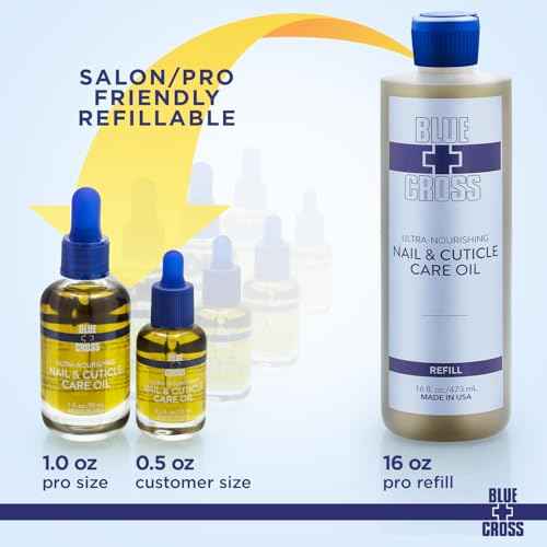 Blue Cross Nail & Cuticle Care Oil, Mineral Oil Free, Hydrating, Moisturizing, All Natural Professional Nail + Cuticle Care, Lemongrass/Lavender Scented Essential Oils, Made in USA, 1 floz/30mL