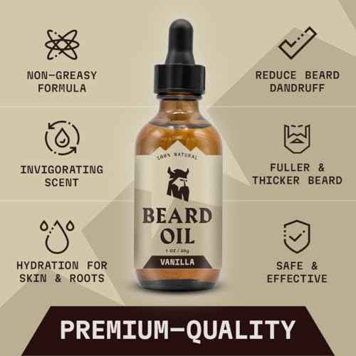 Striking Viking Beard Oil and Balm - Leave in Beard Conditioner - Tames, Styles, Softens, and Moisturizes Beards and Mustache - Made with All Natural and Organic Argan and Jojobo Oils, Vanilla
