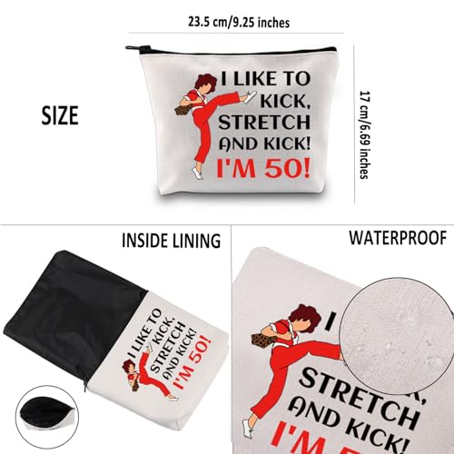 G2TUP TV Show Inspired Gift I Like To Kick I'm 50 Makeup Bag Fun Skit Lover Cosmetic Bag TV Show Characters Fans Gift (I Like To Kick I'm 50 MB)