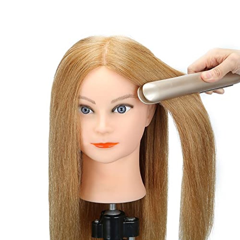 SOPHIRE 20-22 inches 100% Real Human Hair Mannequin Head with 9 Tools and Clamp, Hairdressers' Practice Training Head and Cosmotology Doll Head for Hairstyling and Braid - #27