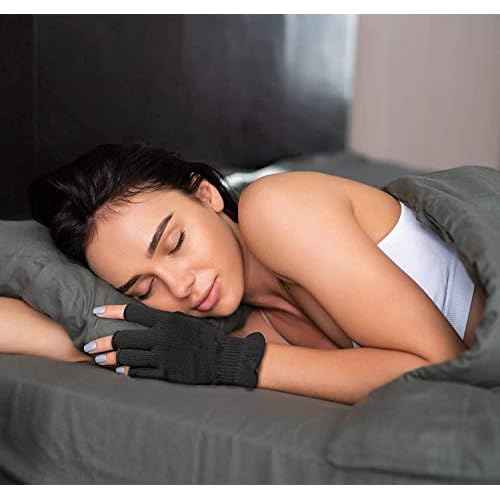 MIG4U 3 Pairs Fingerless Moisturizing Gloves, Half Finger Touchscreen Beauty Glove for Eczema, SPA, Dry Hands, Skin Treatment, Summer Sun UV Protection (S/M, Black-3pairs)