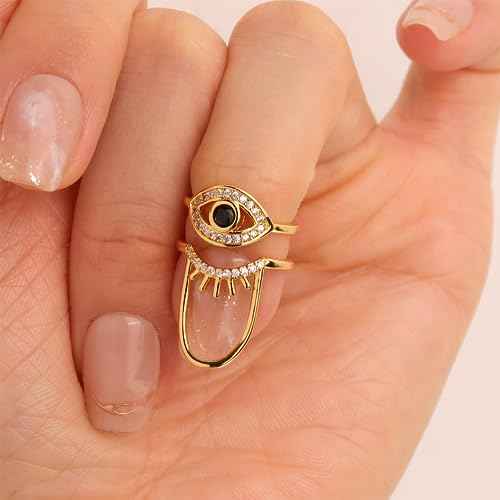 Jean Beau Finger Nail Ring for Women Teen Art Rhinestones Finger Tip Rings Gold Metal Nail Decoration Nail Protect Fashion Jewelry Gift