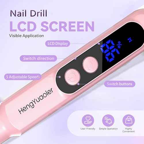 Cordless Electric Nail Drill Professional 3 Speeds Nail Drill Kit for Acrylic Gel Dip, USB Portable Rechargeable 20000 RPM Efile Manicure Pedicure Polishing Shape Tools(Pink)