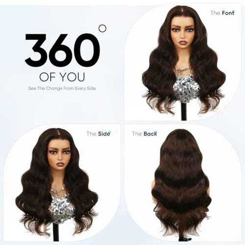 Chocolate Brown Lace Front Wig,13x6 HD Brown Body Wave Lace Frontal Wigs Human Hair Pre Plucked with baby hair, 210% Density Colored brown wig human hair for Women 22 inch