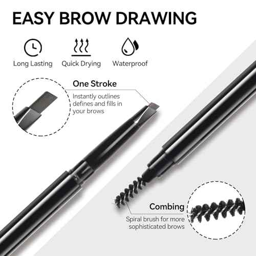 Eyebrow Pomade Pencil Liner Kit for Eyebrows Makeup with Waterproof Eyebrow Pencil, Eyeliner,Dual-ended Eyebrow Brush and Waterproof Smudge-proof Eyebrow Pomade 7g-Black